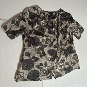 NWT 14WP Talbots Shades of Gray Floral Blouse